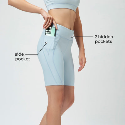 biker shorts women with side pocket and 2 hidden pockets