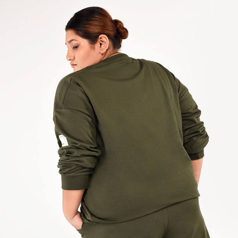 get cosy sweatshirt - olive green