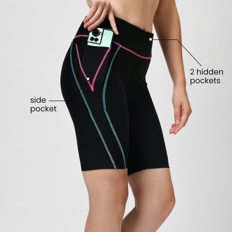 ladies cycle shorts with 2 hidden pockets